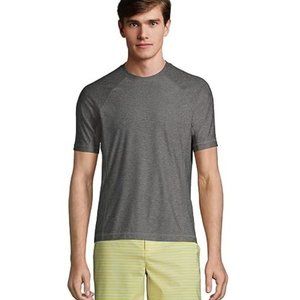 NWT Lands' End Men's Crew Neck Short Sleeve Rash Guard Gray UPF 50 L $60 FLB200